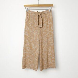 Sigrid Olsen Wide Leg Cropped Pants Size XS Linen Blend Tie Front